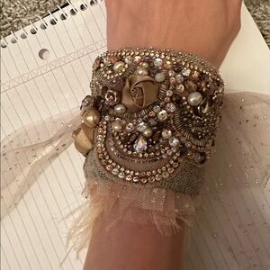 Cottage Core Bohemian Wrist Cuff Bracelet Corset Cosplay Beaded Lace Pink